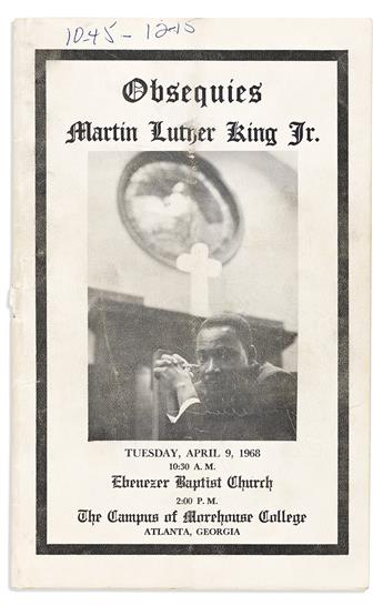 MARTIN LUTHER KING. Obsequies funeral program, signed by several politicians and civil rights leaders.